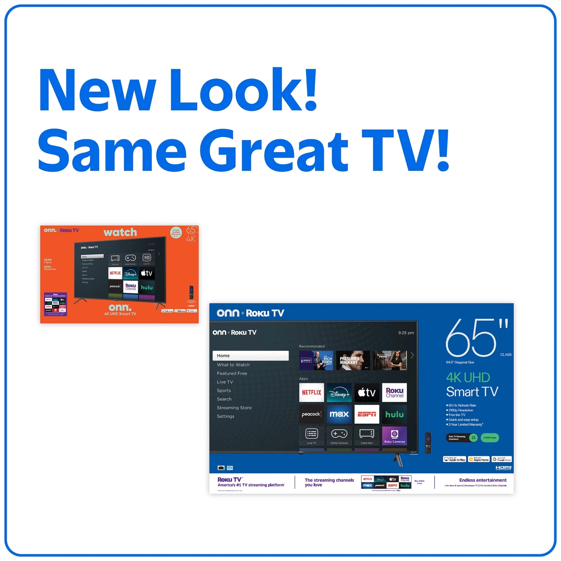 65” Class 4K UHD Roku Smart Television, 100012587